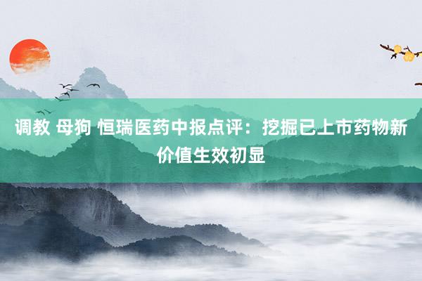 调教 母狗 恒瑞医药中报点评：挖掘已上市药物新价值生效初显
