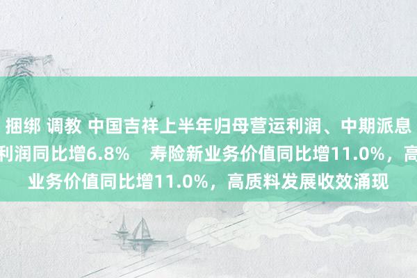 捆绑 调教 中国吉祥上半年归母营运利润、中期派息保抓清醒，归母净利润同比增6.8%    寿险新业务价值同比增11.0%，高质料发展收效涌现