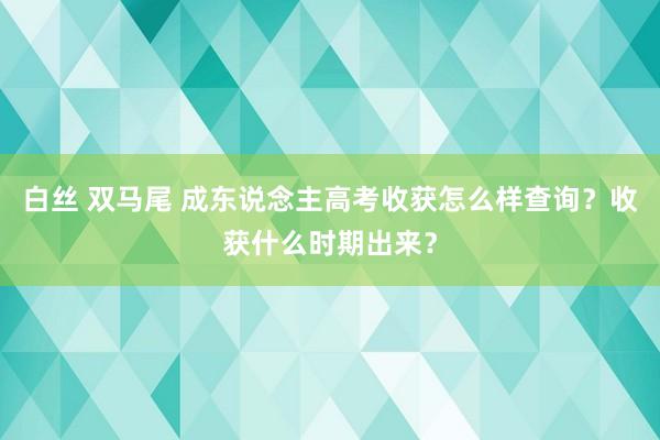 白丝 双马尾 成东说念主高考收获怎么样查询？收获什么时期出来？