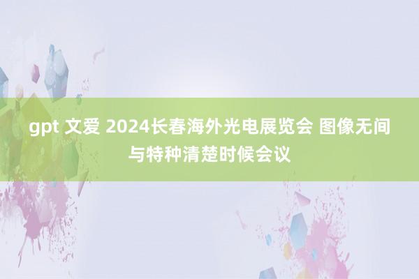 gpt 文爱 2024长春海外光电展览会 图像无间与特种清楚时候会议