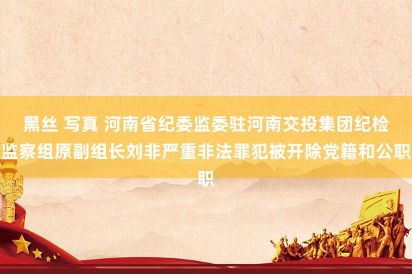 黑丝 写真 河南省纪委监委驻河南交投集团纪检监察组原副组长刘非严重非法罪犯被开除党籍和公职