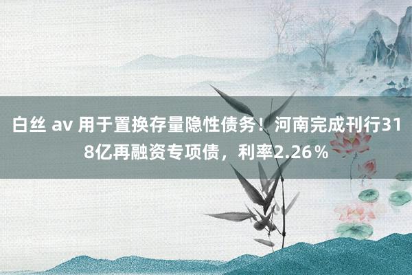 白丝 av 用于置换存量隐性债务！河南完成刊行318亿再融资专项债，利率2.26％